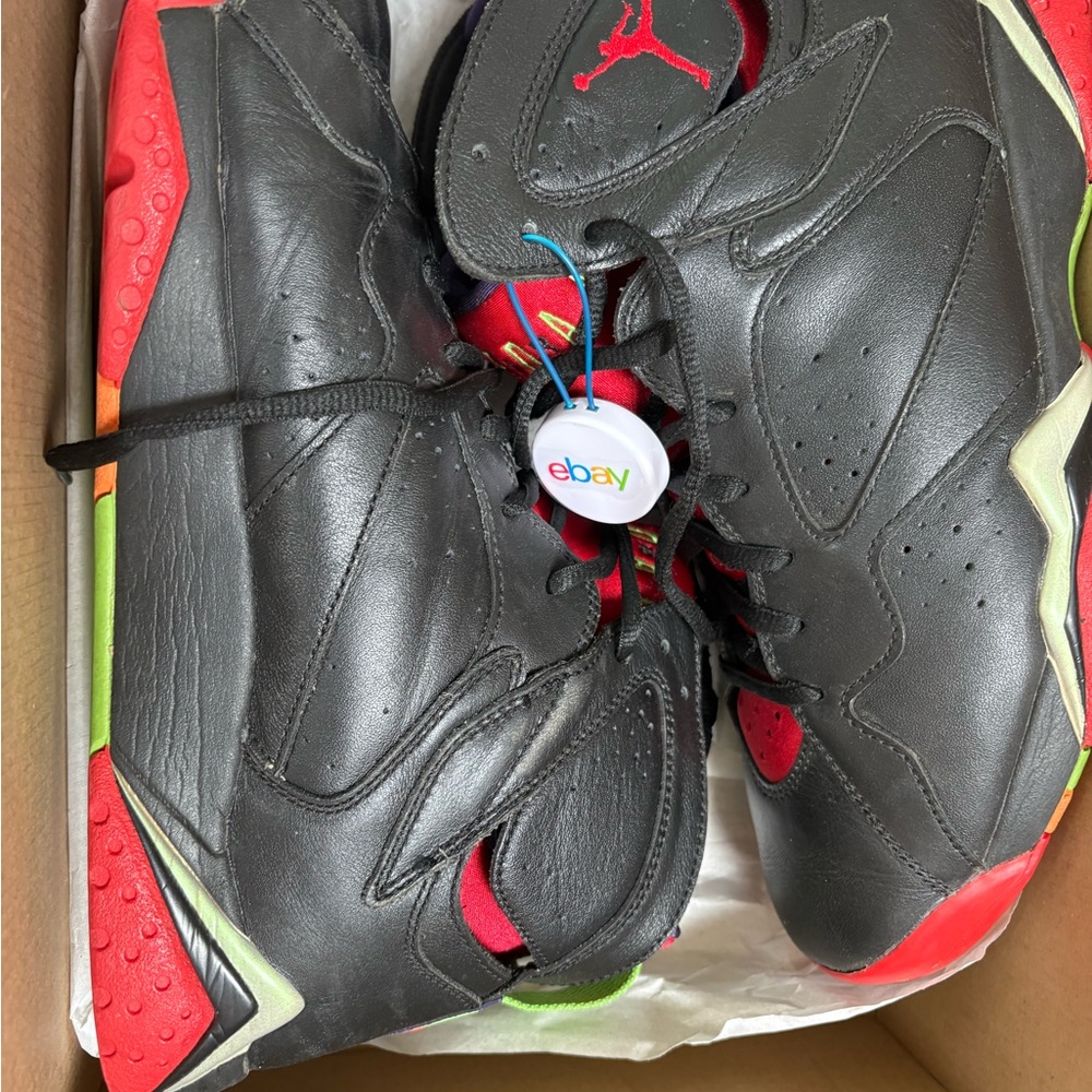 Jordan Black and Red Sneakers with Leather Upper